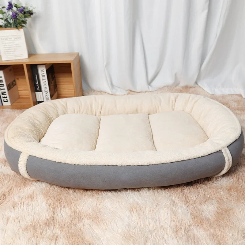 Eco-Friendly Washable Removable Nonslip Round Fluffy Plush Winter Solid Classic Kitten Bed for Pets
