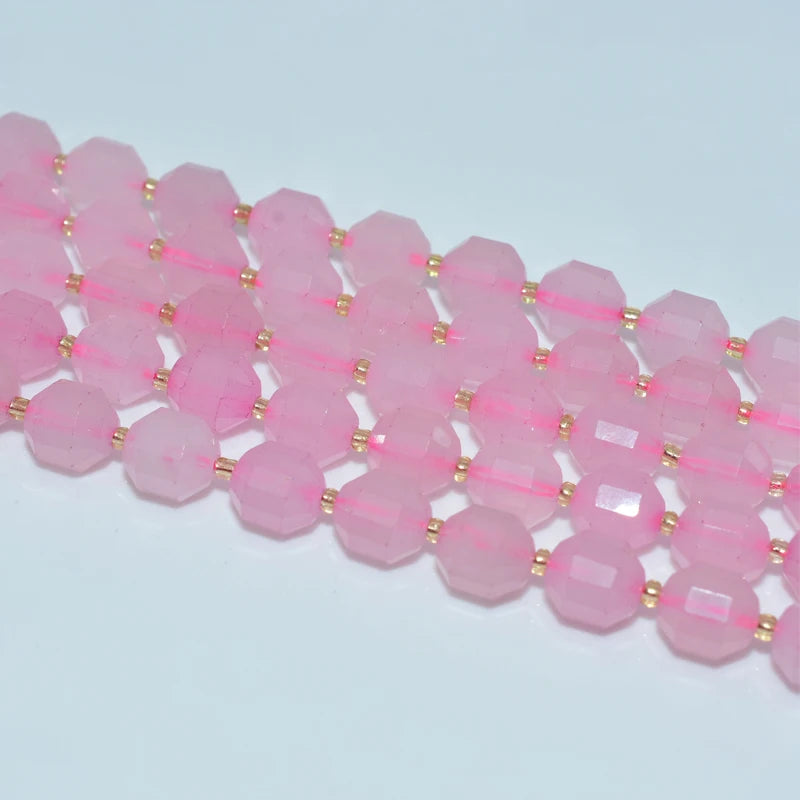 Wholesale 8mm Natural Bucket Shaped Rose Quartz Loose Gemstone Beads For DIY Jewelry