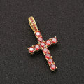 NUOYA 18K Gold Silver Iced Out Diamond Cross Pendant Red Color Zircon Hip Hop Fine Cross Pendants for Men & Women