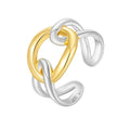 PVD 18K Gold Plated Brass Jewelry Geometric Mixed Color Oval Hollow Rings Hypoallergenic for Woman Adjustable Ring R244454