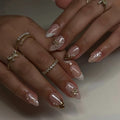 Dropshipping Wholesale Customize 24 Pcs 3D Gold 4297 French High-Grade Nude Acrylic Press on Nails Customize False Nails