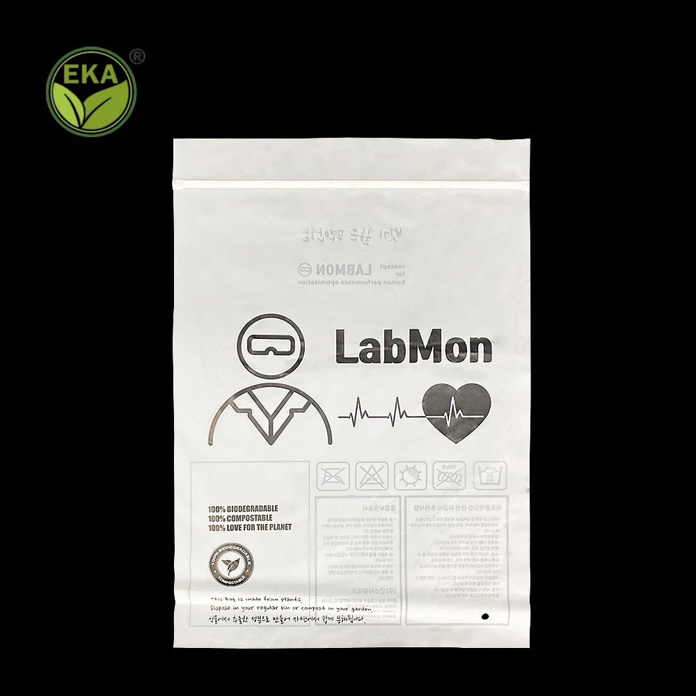 EKA Compostable Biodegradable Clear Transparent Plastic PLA Material Zipper Packaging Bags