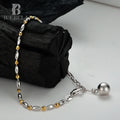 Icebela Direct Factory 18k Gold Fashion 14.5cm S925 Sterling Silver Bracelet Two Kinds Beads Link Women Handmade Bracelet