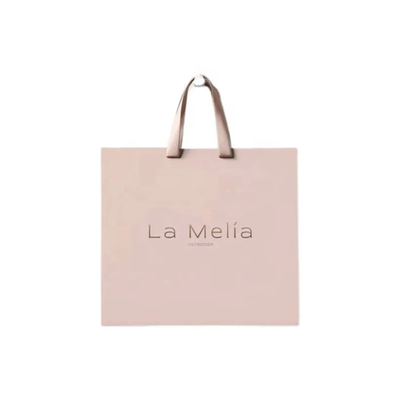 Custom Luxury Coated Paper Bag with Lamination Pink Custom Branded Gift Bag Recyclable Three-strand Rope for Shoes & Clothing
