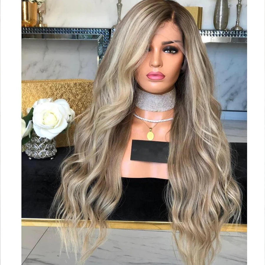 Blonde Color Lace Front Human Hair Wigs Pre Plucked Raw Virgin Hair Glueless Natural Wave Wigs for Woman