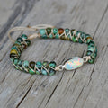 HD0290 Natural Turquoise Beaded Bracelet 4mm Beads Gemstone Macrame Bracelet
