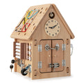 Montessori Busy House Toy Wooden Multi-Purpose Play House W/Interior Storage Space & Sensory Games for Fine Motor Skills