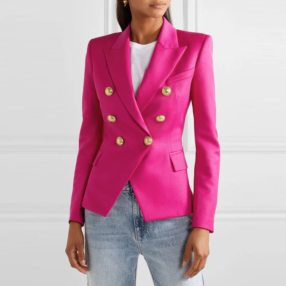 Classic Designer Blazers Jacket Femme Slim Fitting Pink Blue White Female Ladies Long Sleeve Elegant Double Breasted blazer