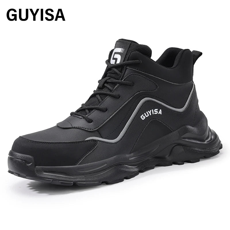 GUYISA Unisex Sports Safety Shoes Steel Toe Anti-Puncture Microfiber Upper European Standard for Summer Winter & Spring Autumn