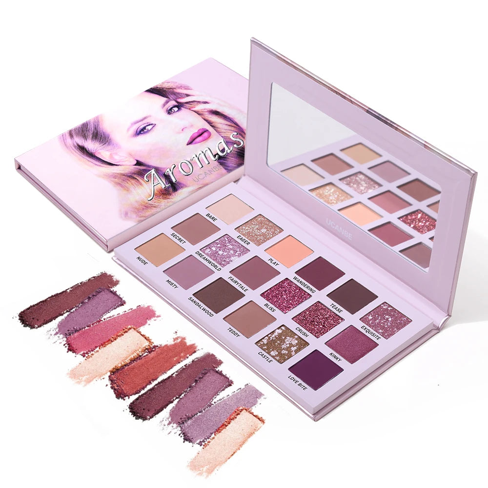 Ucanbe 18-Color Custom Eyeshadow Palette Grade Purple Circle Chunky Glitter Powder Signature Eyeshadow Palette