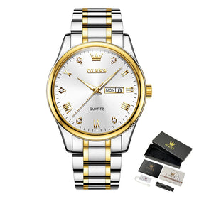 Olevs 5563 Factory Wholesale Waterproof Stainless Steel Fast Shipping Gift Classic Business Calendar Quartz Watch for Man