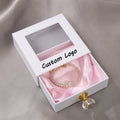 Custom Logo Cardboard Luxury Pull-Out Jewelry Necklace Storage Box with Clear Window Pink Jewellery Drawer Gift Box with Crystal