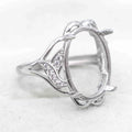 Sterling Silver 12*16mm Semi Mount Ring Empty Frame Blank Support Claws Setting S925 Base Holder Without Center Stone for Inlay