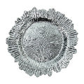 Wholesale 13 Inch Double Sided Silver Color Irregular Reef Wedding Charger Plates Eco-Friendly Plastic Party Decoration