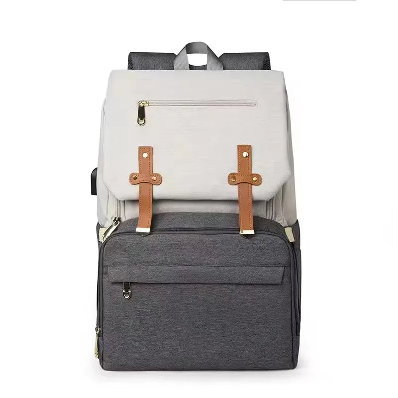 Multifunctional Diaper Bag Large Capacity Laptop Backpack with Decompression Air Cushion and USB Port