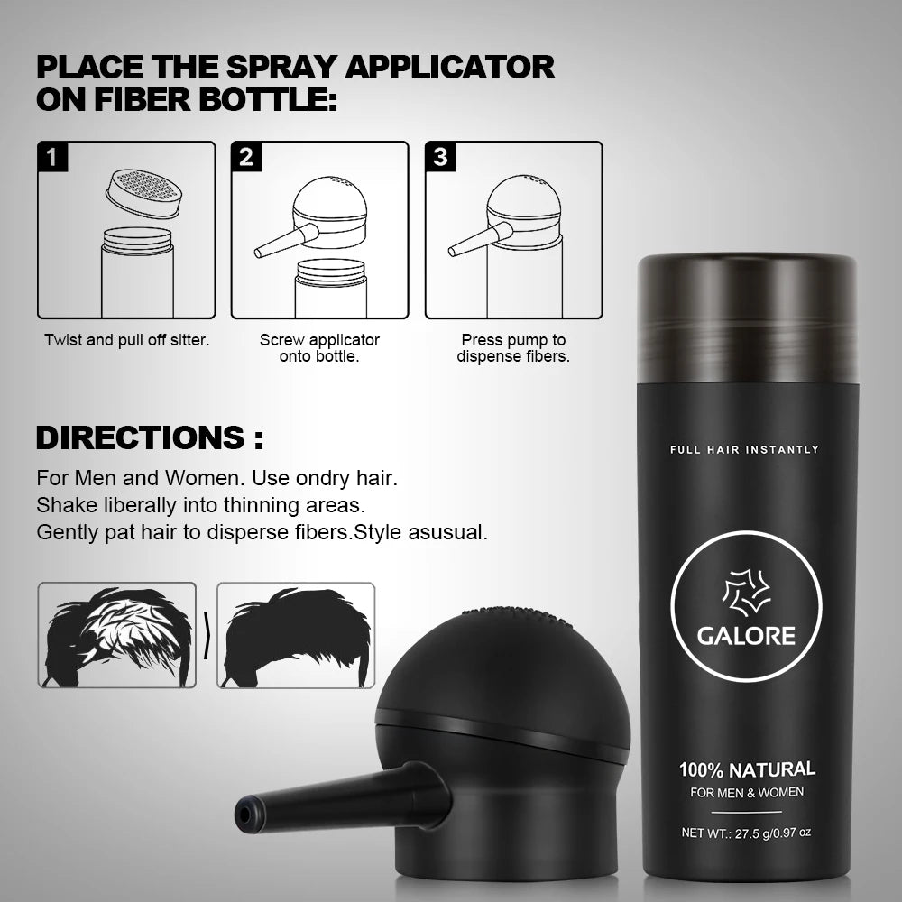 Best Selling Organic Vegan Rebuild Hair Fiber Set Locking Thick Hair Spray Fiber Topik Hair Enhancement
