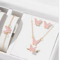 2023 New Cute Oil Dropping Butterfly Pendant Necklace Bracelet Earring Set Fashion Jewelry Party