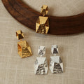New Fashion Geometric Drop Earrings Real Gold Plated Brass-Exquisite Handmade Wedding & Daily Wear Jewelry for Women
