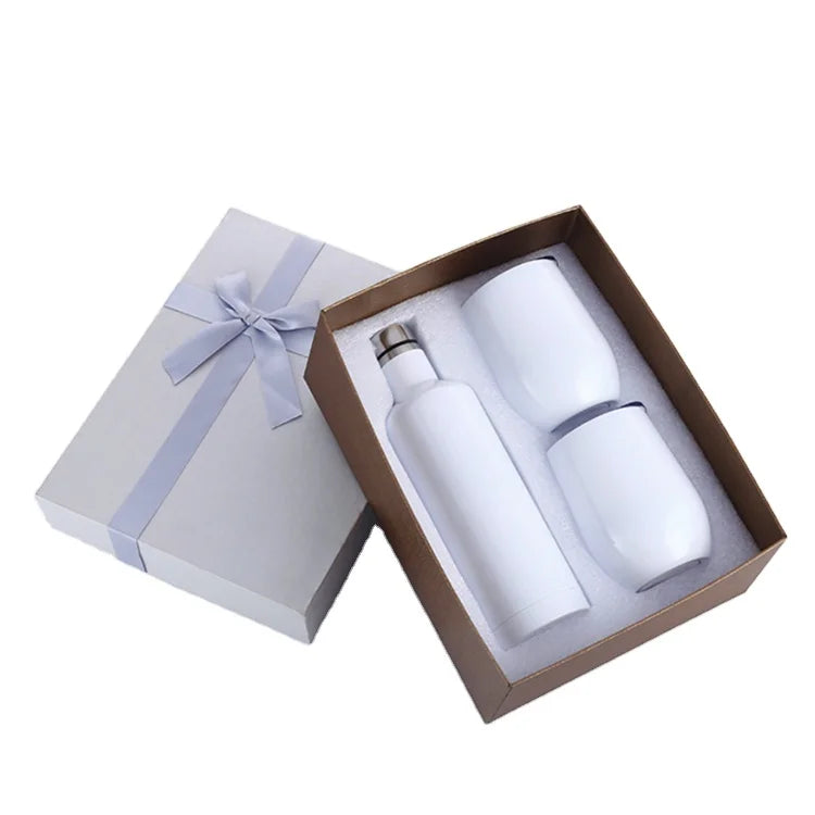 USA Free Shipping Stainless Sublimation Wine Tumbler Set Insulated Sublimation Wine Gift Set with Two Sublimation Wine Tumblers