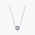 925 Sterling Silver Delicate Fine Jewelry Dazzling Blue Clear CZ Link Chain Evil Eyes Pendant Necklace for Women