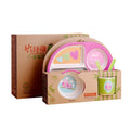 5 Pcs Bamboo Fiber Children's Tableware Set Eating Divided Plate Cartoon Rice Bowl Cup Feeding Dinner Set for Kids