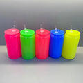 Blank Sublimation Neon Colored 16oz Glass Can Libby Tumbler Soda Beer Mugs with Plastic Lid and Straw
