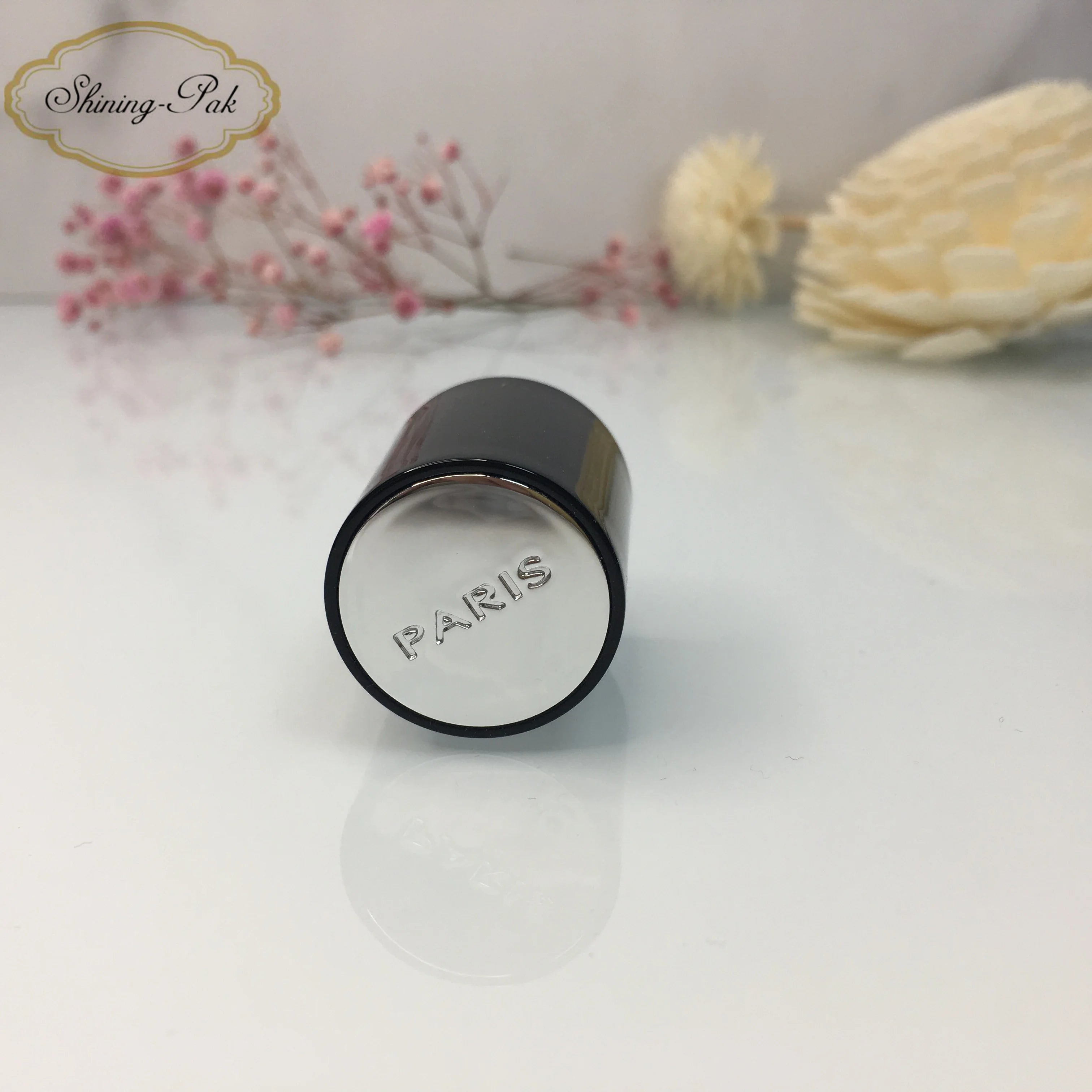In STOCK 15mm Cylinder Shiny Silver Perfume Cap 100ml Non Spill Composite Material for Bottles