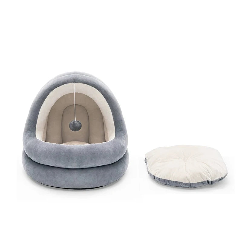 Luxury Short-Plush Wood Pet Sofa Cozy Soft Durable Cats Travel-Ready Memory Foam XL Large Sizes Washable Print Design