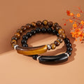Natural Stone Beaded Bracelet Aventurine Jade Tiger Eye Agate Beads Trendy Ball Shape Stretch Bracelet for Women Men Gift