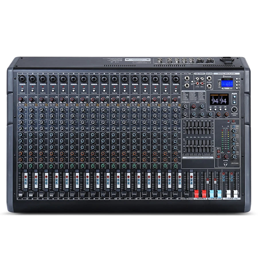 Biner PG18 Built-in 7-Segment Balanced Adjustment 18 Channels Audio Mixer for Large Stage Performance Professional Audio Mixer