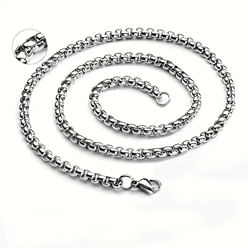Gold Plated Stainless Steel Collar Jewelry Chain Basic Square Rolo Round Box Necklace for Men and Women Waterproof