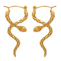 Vintage French Personality Snake Cross 18K Earrings Stainless Steel Earrings