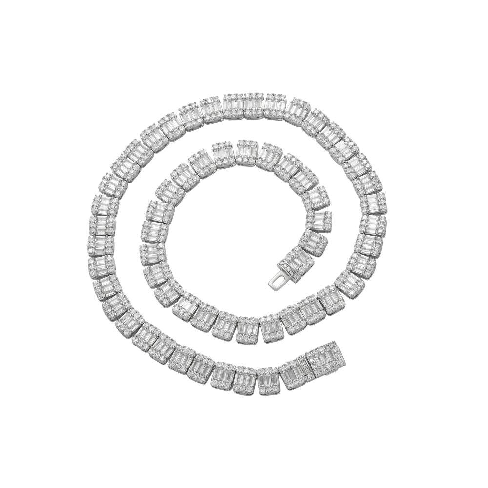 BC037  9mm Brass Cubic Zircon Chain Necklace Hip Hop Bling Jewelry CZ Chain Iced Out