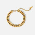 Non Fading Trendy Children's DIY Stainless Steel 18k Gold-plated Miami Cuban Chain Flat Snake Bracelet