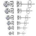 New CZ Stone Studded Ear Studs 6 Claw Setting 3A+ Zircon Inlaid Ear Adornment Bright Polished 316L Stainless Steel Stud Earrings