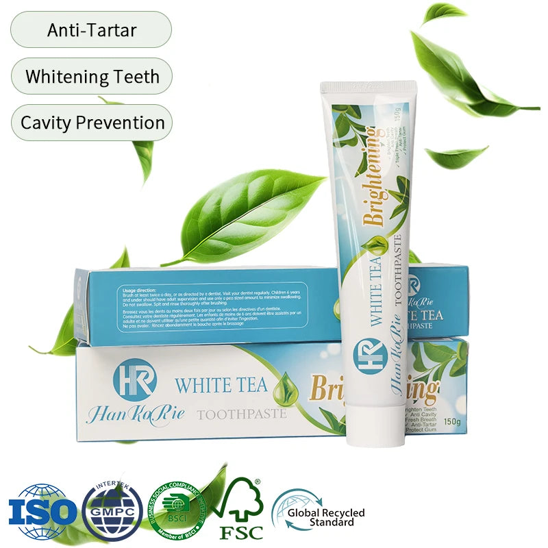 Custom Tooth Decay Repair Whitening Toothpaste - Fluoride (1000ppm) Tartar Control Natural Tea Flavor | OEM/ODM