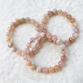 Wholesale Beautiful Crystal Gift Flower Agate Beads Bracelet Natural Cherry Blossom Agate Bracelet