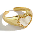 Fine 18k Gold Heart Seashell Rings for Women 925 Sterling Silver Fashion Girls Adjustable Gemstone Ring Designer Custom Jewelry