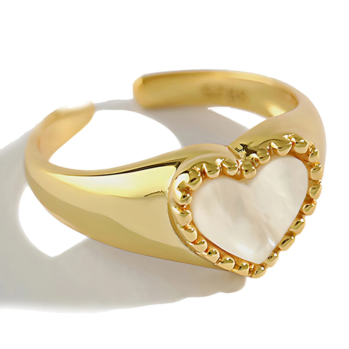 Fine 18k Gold Heart Seashell Rings for Women 925 Sterling Silver Fashion Girls Adjustable Gemstone Ring Designer Custom Jewelry