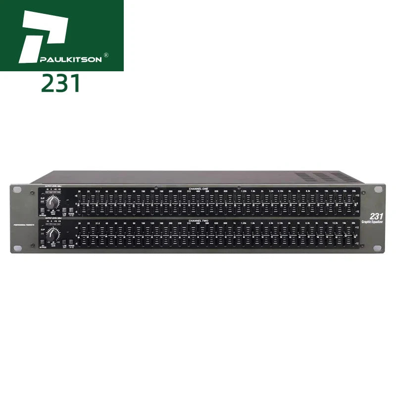 Paulkitson Pro Audio Equalizer EQ231 with Slider Controls 2U Professional Sound Equalizer