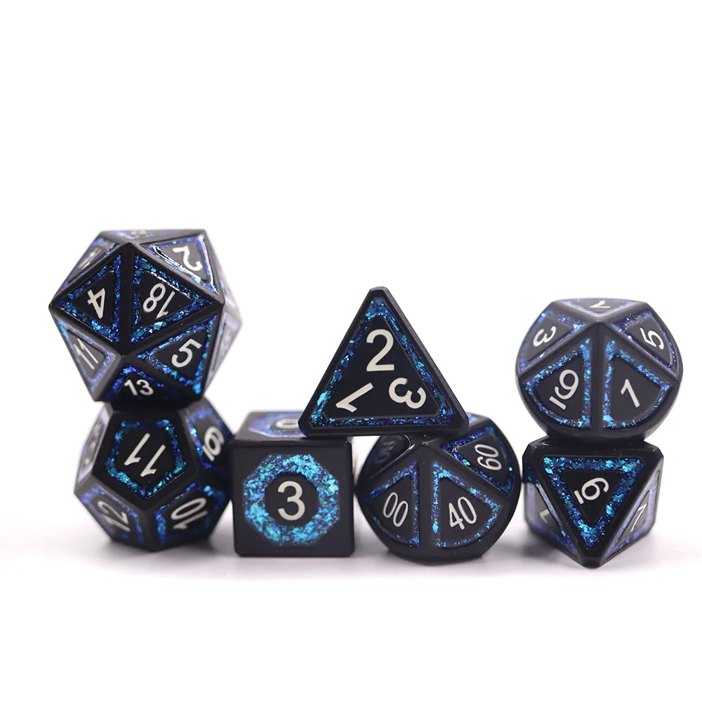 Custom 16mm Polyhedral Dragon Metal Dice Blue Mica Zinc Alloy for DND RPG Games