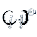 2021 New Arrival Stud Earring Trends 925 Silver Cat on Moon Earings for Women