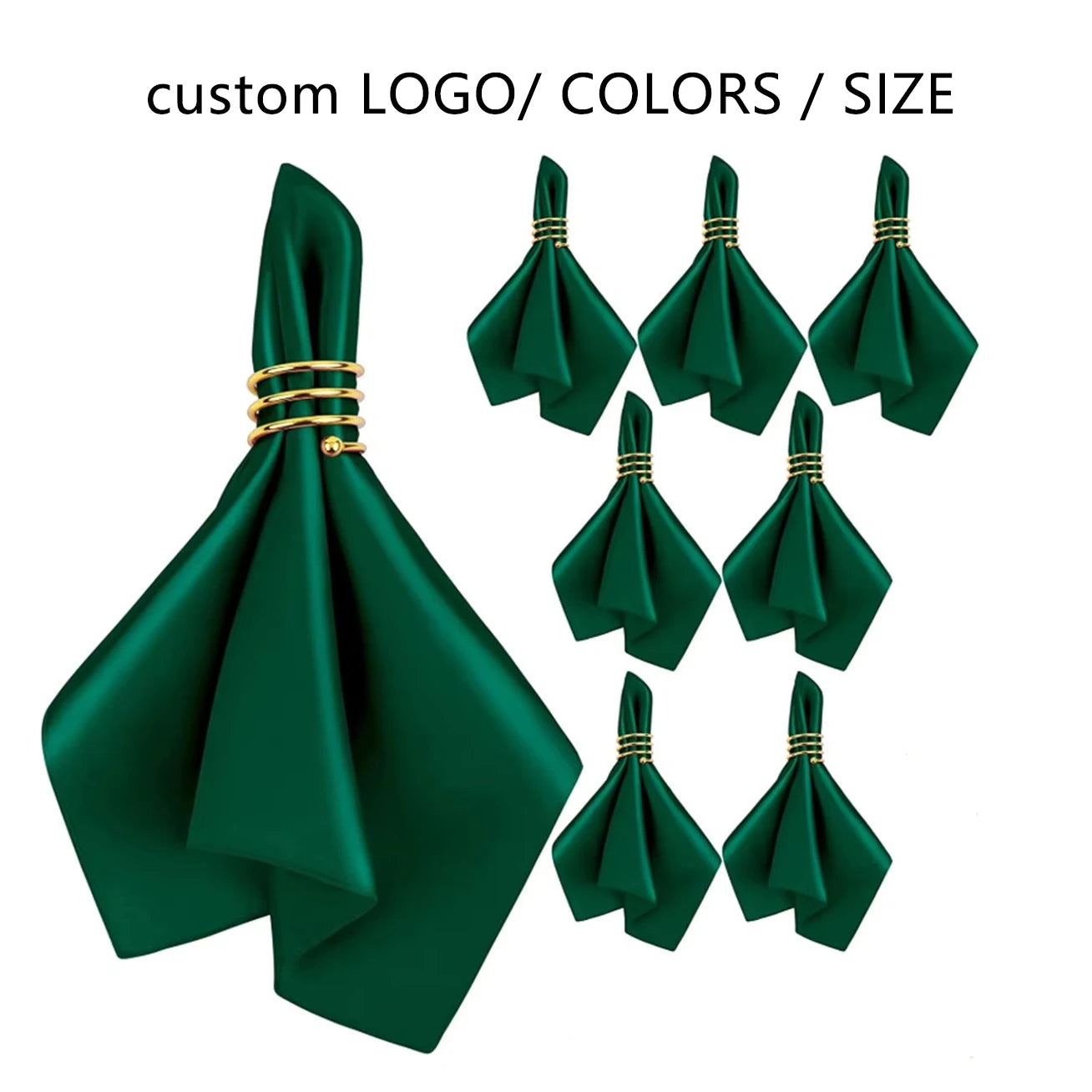 High Density Polyester Fabric Green Table Napkin for Hotel Locking Edge Satin Wedding Napkins for Restaurant Dinner Serviette