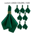 High Density Polyester Fabric Green Table Napkin for Hotel Locking Edge Satin Wedding Napkins for Restaurant Dinner Serviette