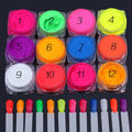 12 Jars Neon Phosphor Pigment Powder Set Fluorescent 3D Nail Glitter Eye Powder Manicure Nail Art Dust for Nail Art Decoration