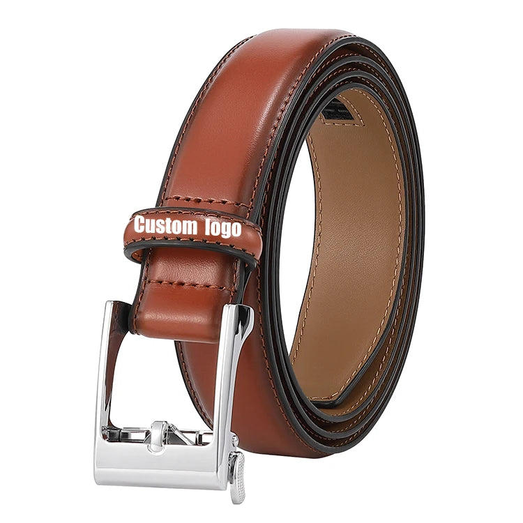 New Fashion Men's Classic Business Casual Custom Ratchet Auto Lock Buckle Genuine Cowhide Leather Waterproof Belt