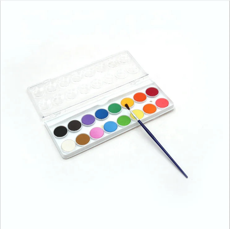16 Versatile and Stylish Solid Water Colors for School Paper Paint Stationery Set Packaging