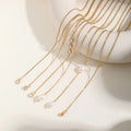 G3765 Wholesale Stainless Steel Y Shaped Lariat Necklaces Imitation Pearl Tassels Geometric Rectangle Long Pedant Necklaces