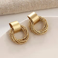 Modern Fashion Gold Alloy Korean Twist Hoop Earrings Wedding Jewelry Stud Earrings
