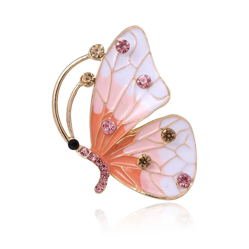 Cute Insect Jewelry Children Rhinestone Brooch Pins Enamel Butterfly Brooches Wedding Party Decor Alloy Material Great Gift Idea
